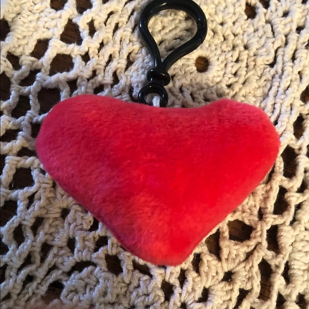 Plush Red Heart Key & Card Holder Clip